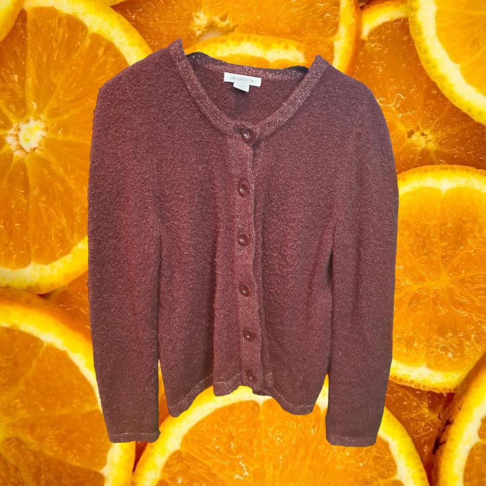 Liz Claiborne Maroon Button Up Sweater Size Large